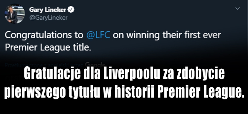 Wpis Linekera po porażce Manchesteru City... :D